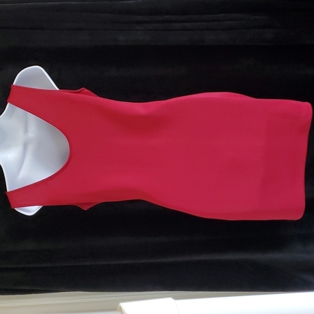 Charlotte Russe Red With Black Sheer Mini Dress Women's Size L Like New - Picture 4 of 5